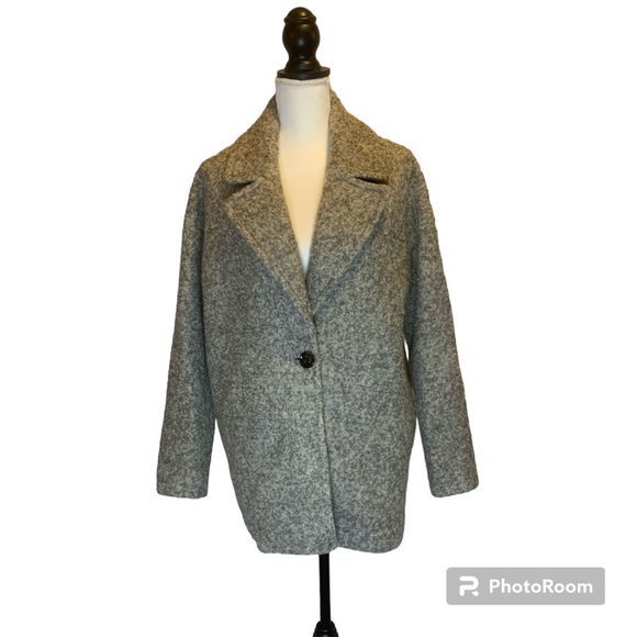 Forever 21 Gray Wool Blend Boucle Cocoon Car Coat Size M - Picture 3 of 8